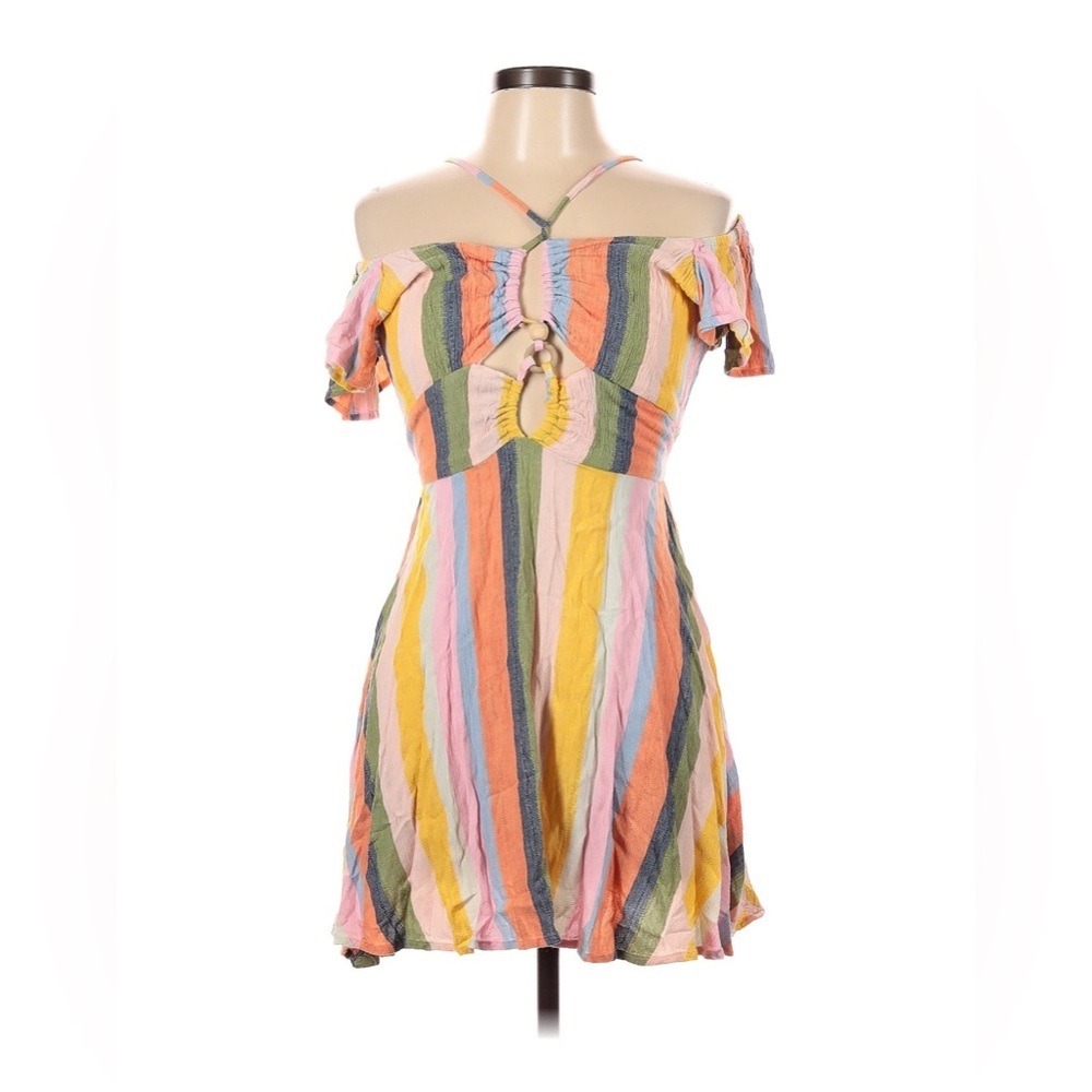 Angie Multicolor Striped Off-Shoulder Mini Dress